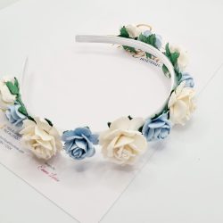 Azure blue & ivory rose hairband Azure blue & ivory rose hairband