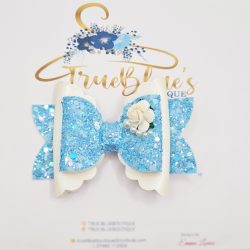 Azure pearly blue bow 3.5inch in size Azure pearly blue bow 3.5inch in size