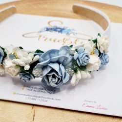 Azure baby blue tea rose flower headband Azure baby blue tea rose flower headband
