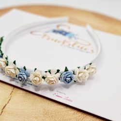 Azure baby blue rose flower headband Azure baby blue rose flower headband