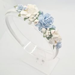 Azure blue cottage rose half flower headband Azure blue cottage rose half flower headband