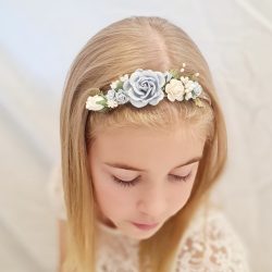 Azure baby blue & cottage rose nylon headband Azure baby blue & cottage rose nylon headband