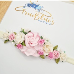 Zaria Country Rose & Ivory Garden Nylon Headband