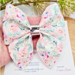 20211124_150200 Pink floral rose 3.5 inch pinch bow