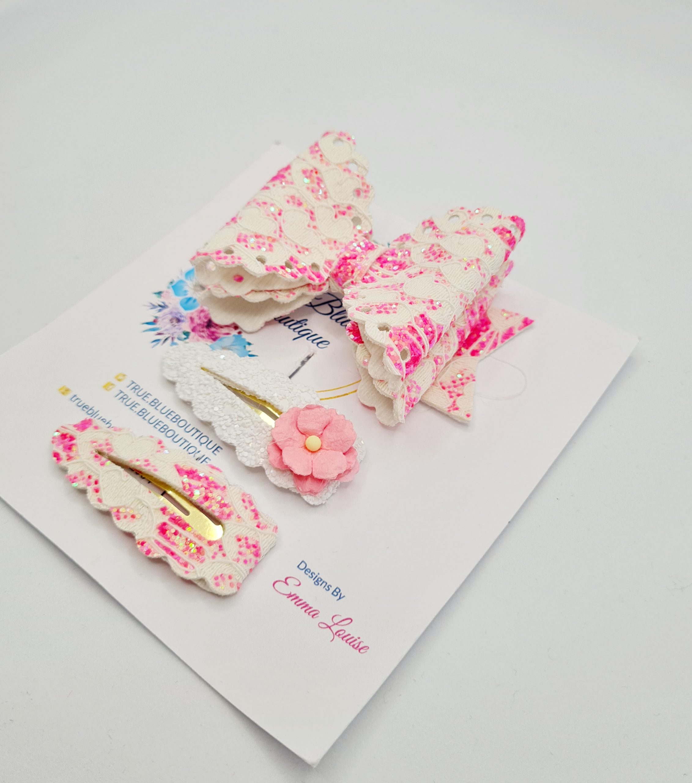 Vivid pink & lace 3.5-inch bow & clip set