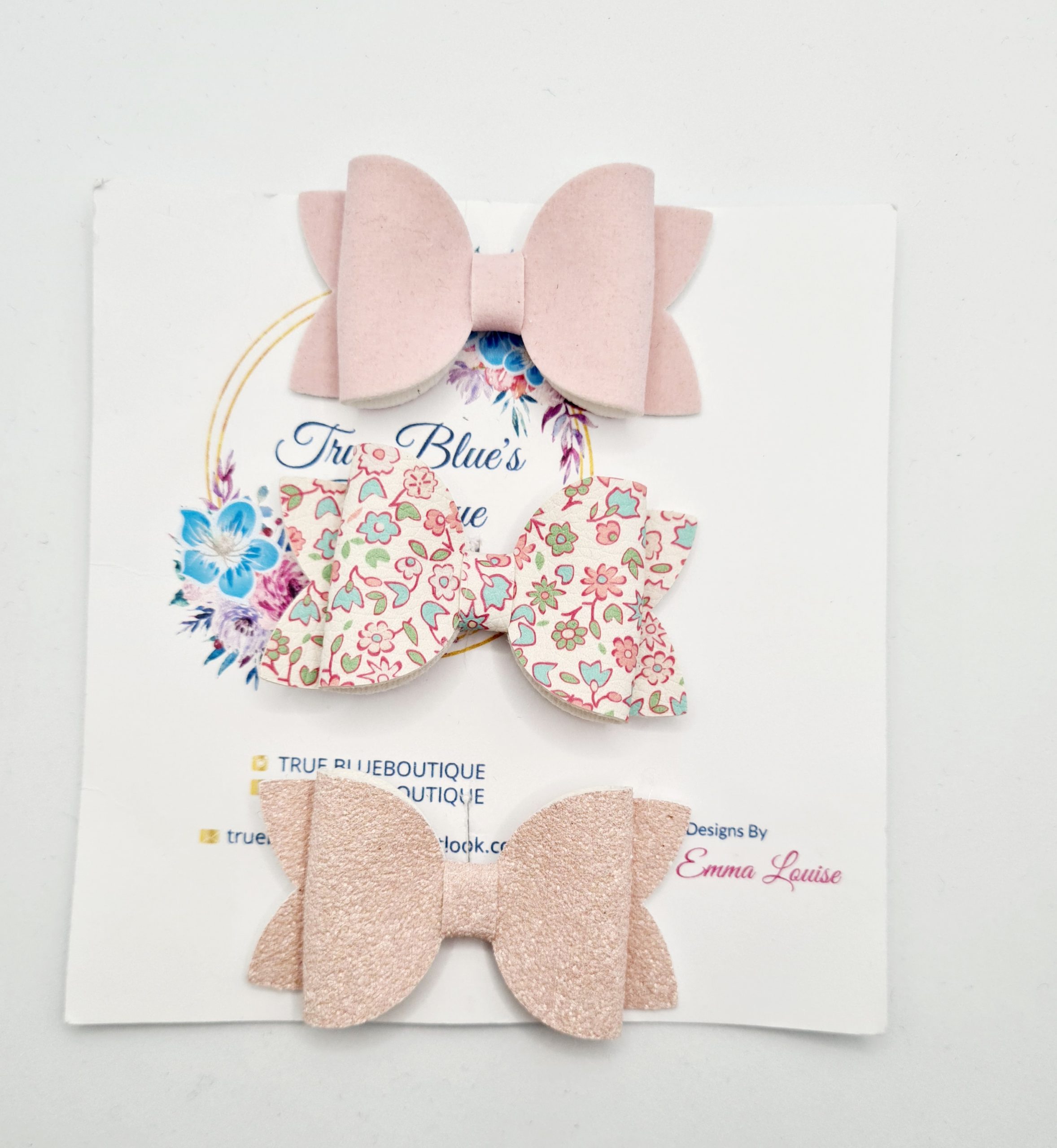 Subtle pink floral 2.5-inch bow set