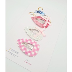 20220203_193152 Pink velvet & gingham heart clip approx 6cm