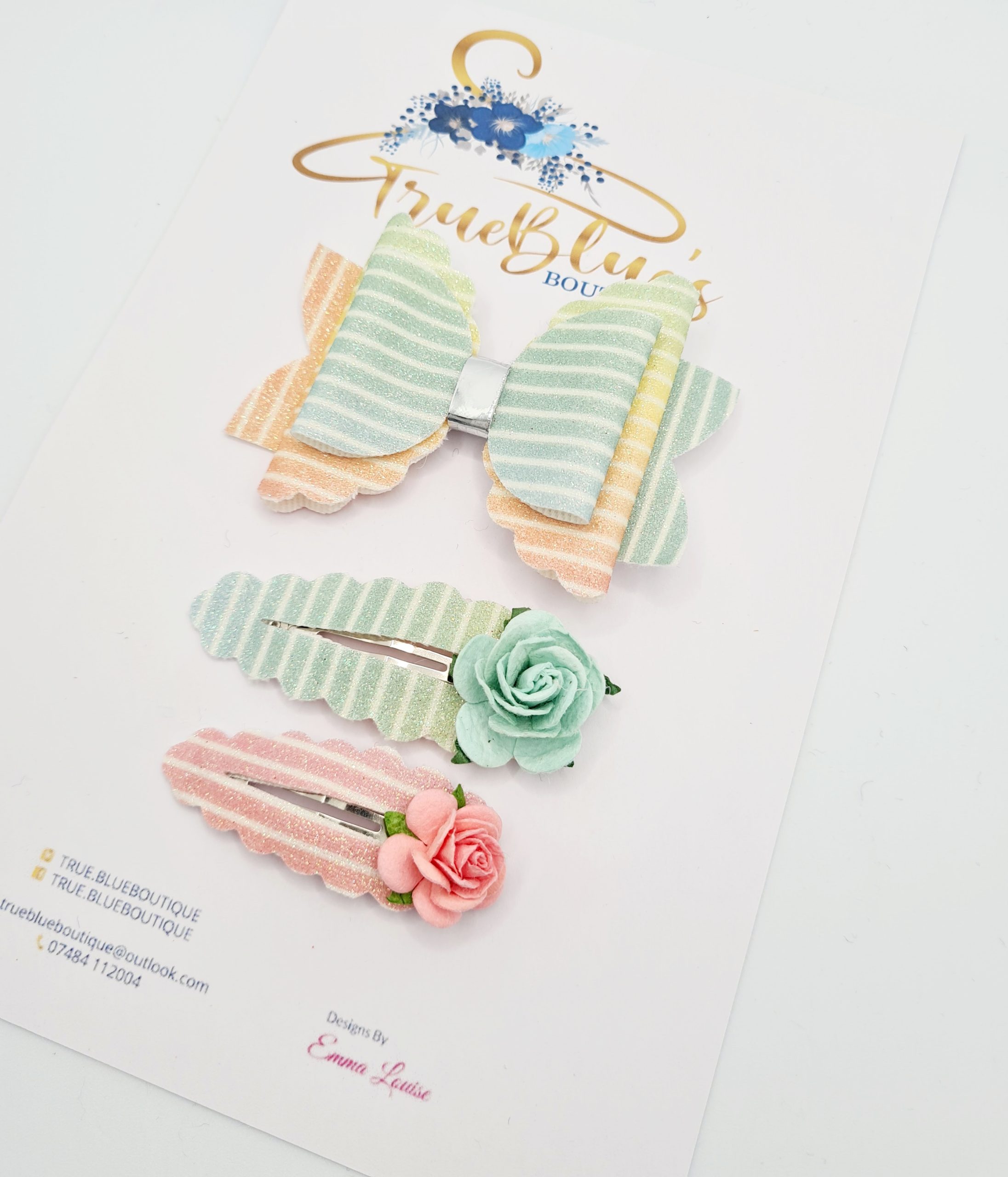 Pink bunny 3.5-inch pinch bow &clip set