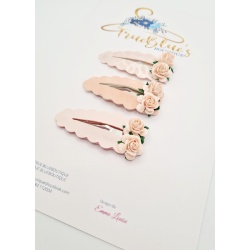 Shimmer blush leopard rose clip set approx 6cm