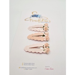 Shimmer peach rose clip set ,approx. 6cm
