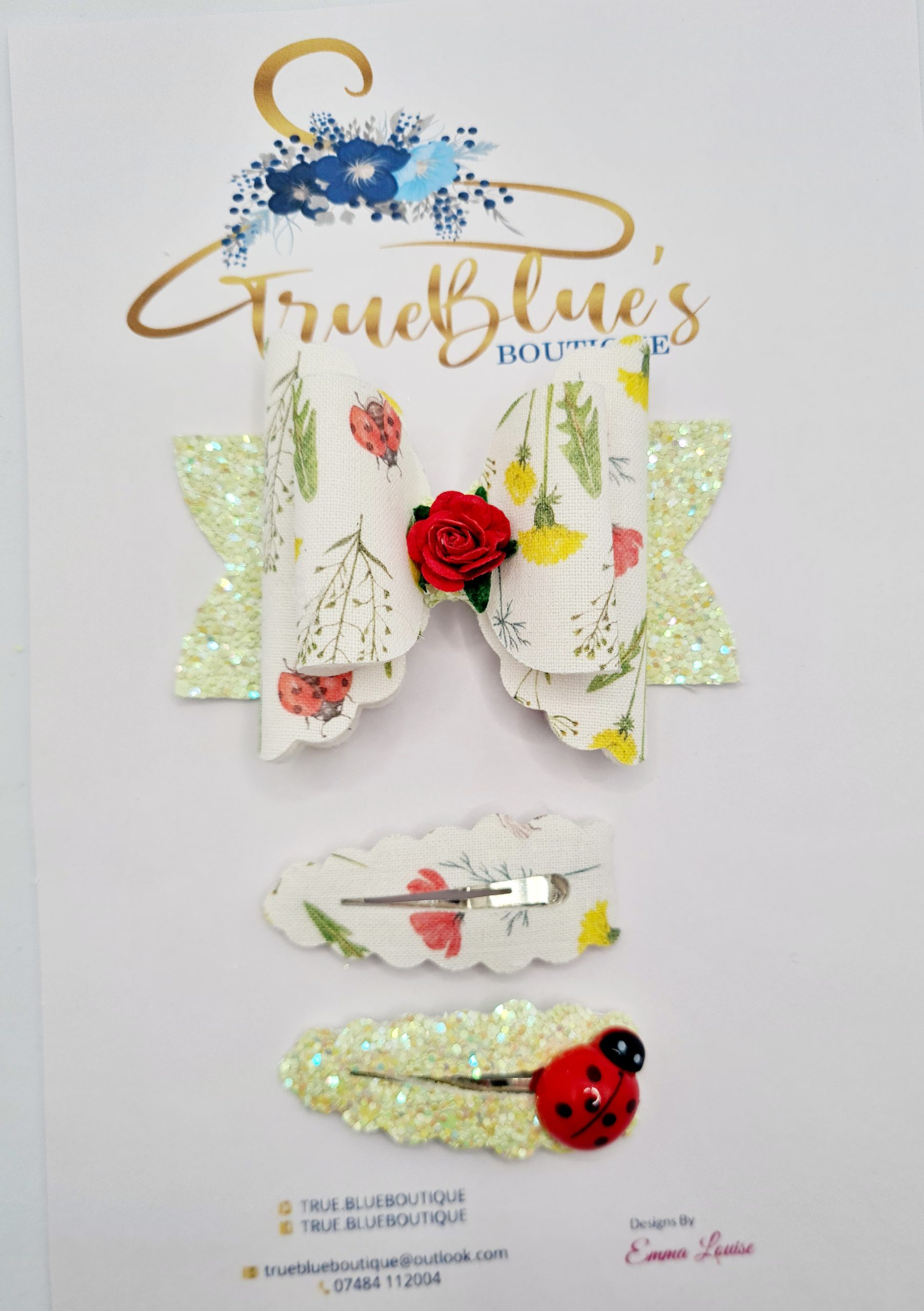 Spring ladybird 3.5-inch bow & clip set