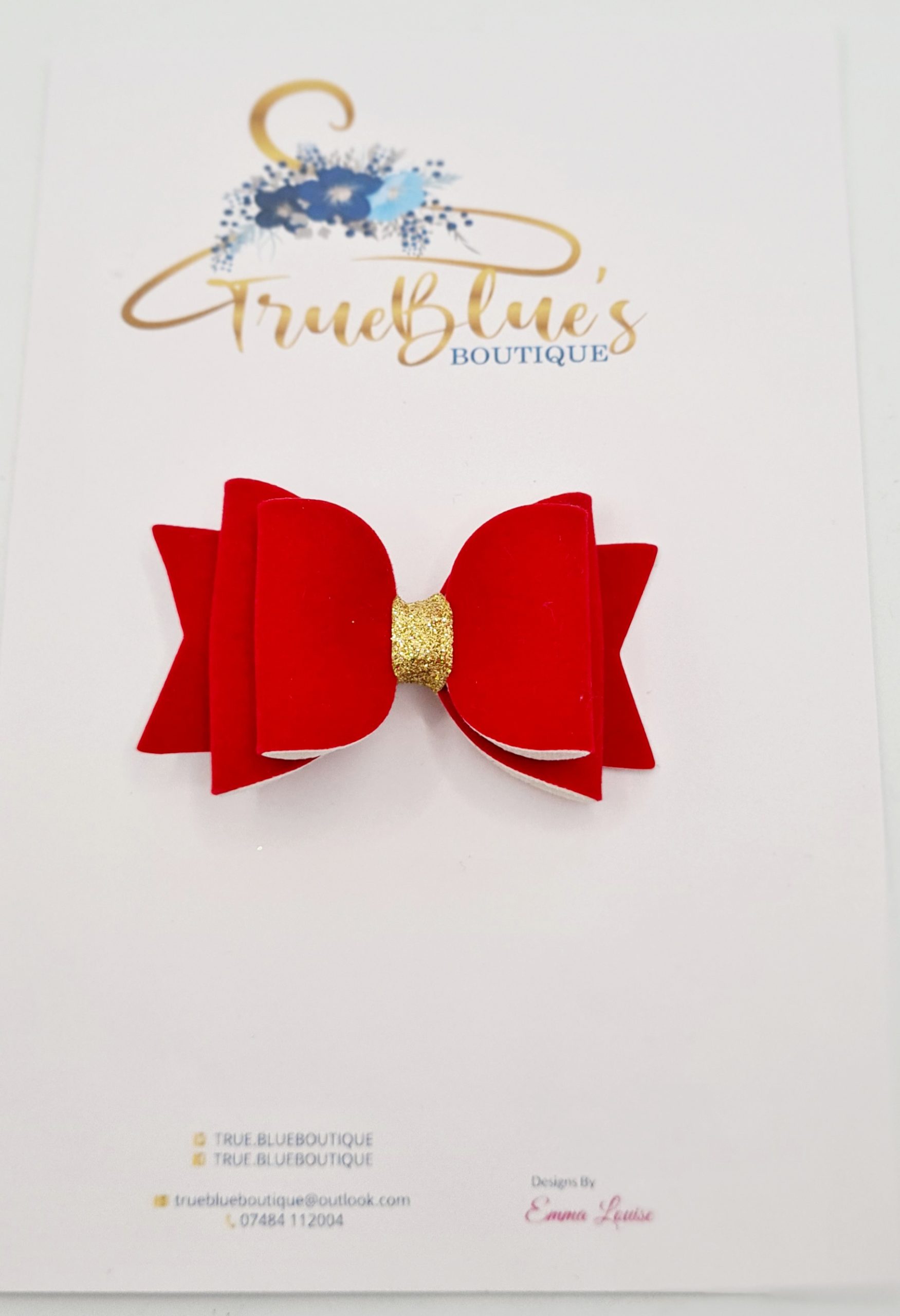 20220309_104333 School red & gold glitter 3.5 inch bow