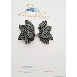 Khaki leopard print 3.5 inch bow