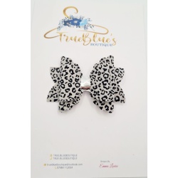 Grey leopard print 3.5 inch  bow