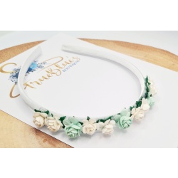 Esmeralda mint green rose & ivory headband