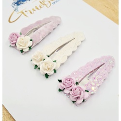 Lilac velvet rose set ,approx. 6cm