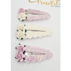 Violet rose clip set , approx. 6cm