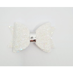 Ice white glitter 3.5 inch bow