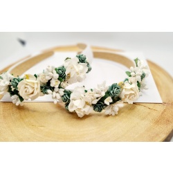 Esmeralda sage & white wild rose headband