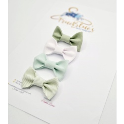 Tones of green bow fringe clips , approx. 3-4cm