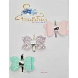 Pastel floral bow fringe clips ,  2.5inch