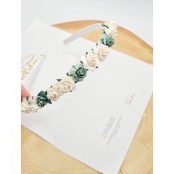 Esmeralda sage & white rose headband