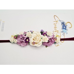 Violet plum Chelsea rose nylon hairband
