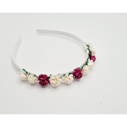 Roisin burgundy & ivory rose headband