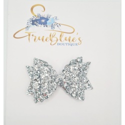 Glittery silver 3.5 inch bow
