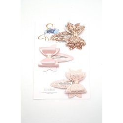 20220913_185512 Pink & rose gold bow clip set approx 6cm