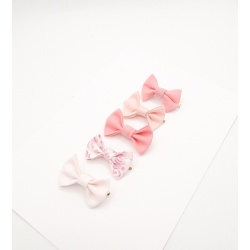 Rose tone pinks bow fringe clips approx 3cm