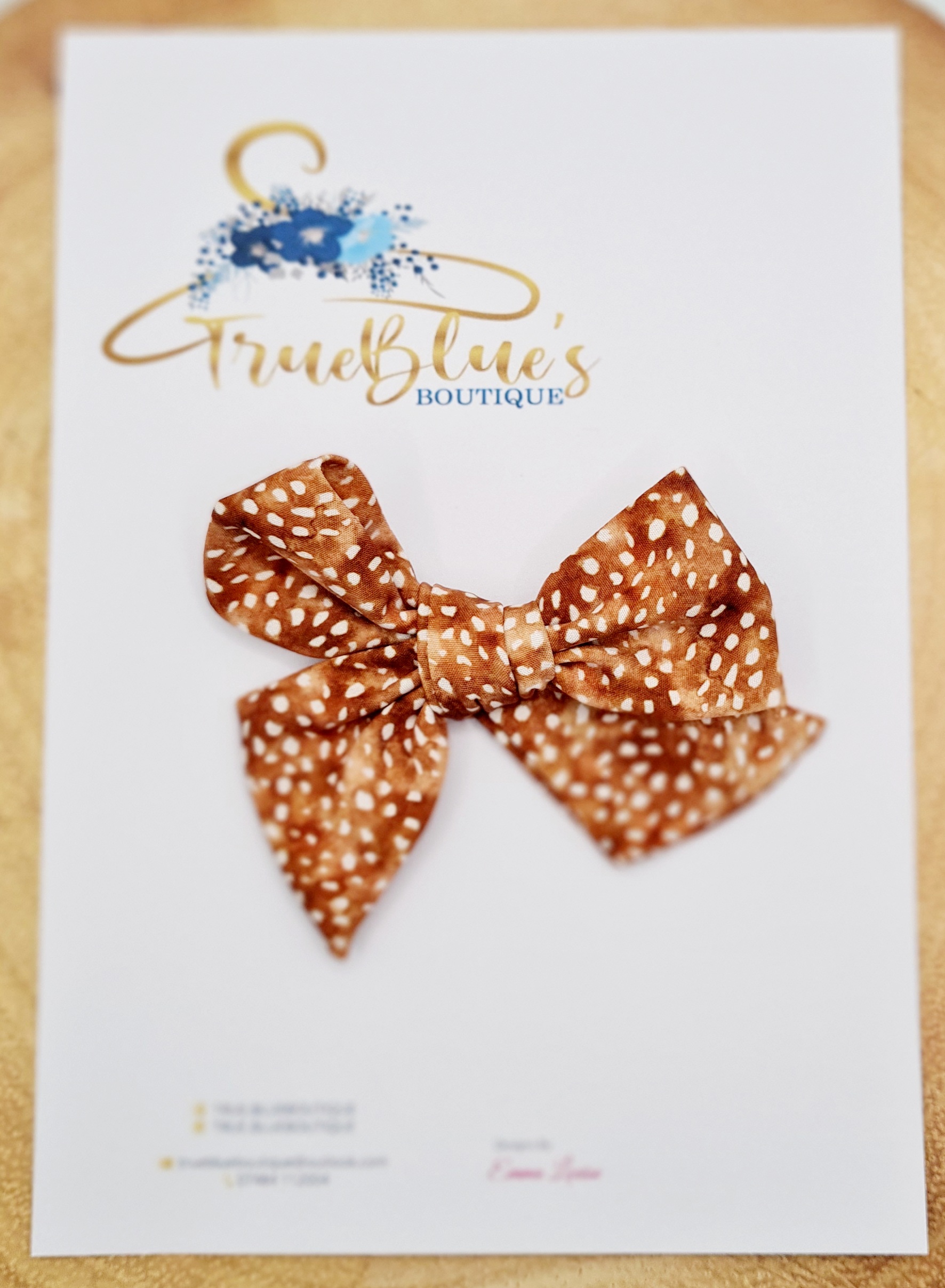Brown fawn 3.5 inch tie bow