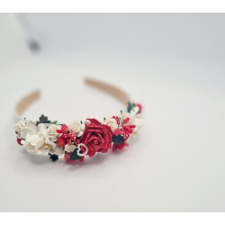 Roisin cottage red rose headband