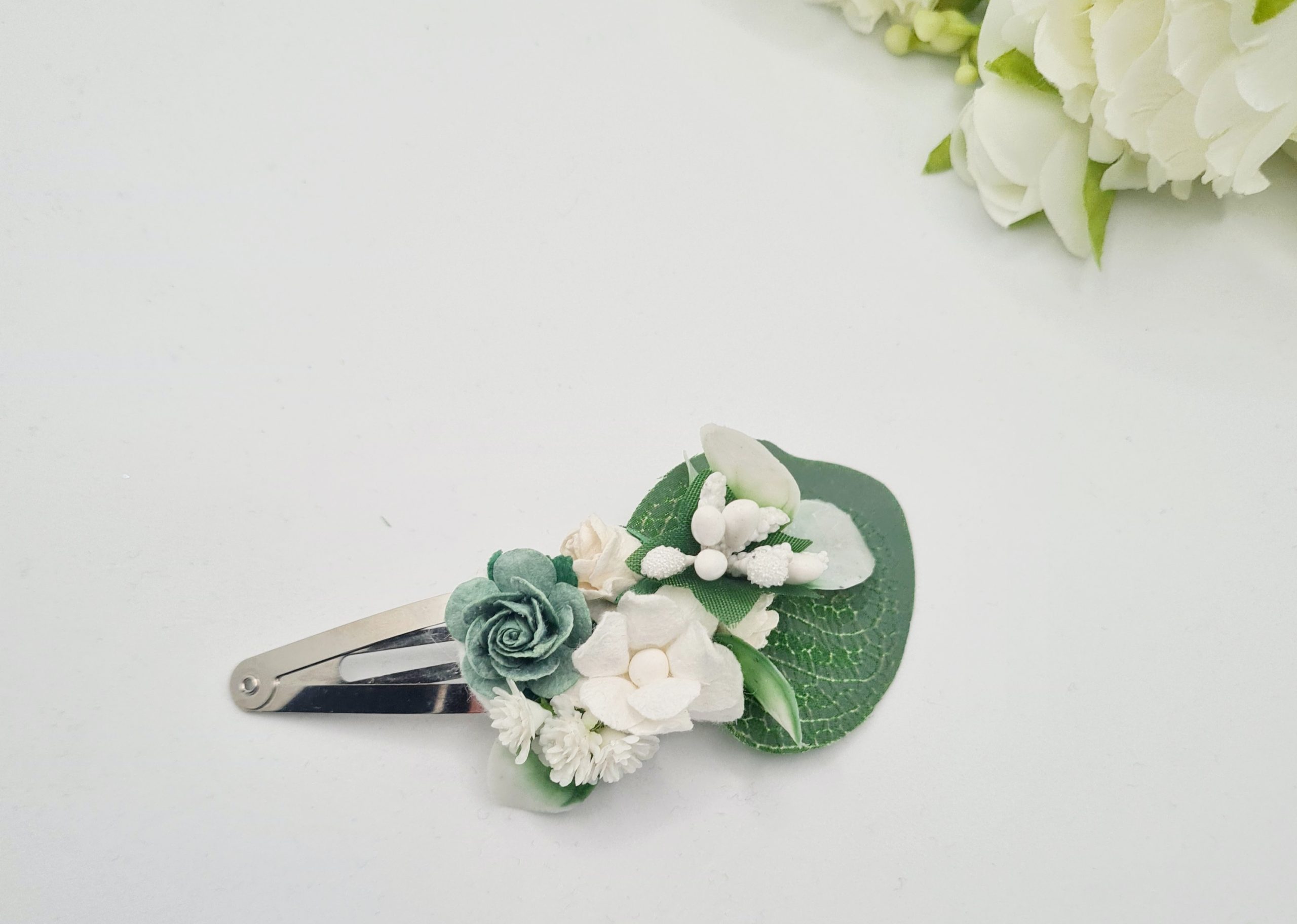 Esmeralda sage rose and eucalyptus hair clip