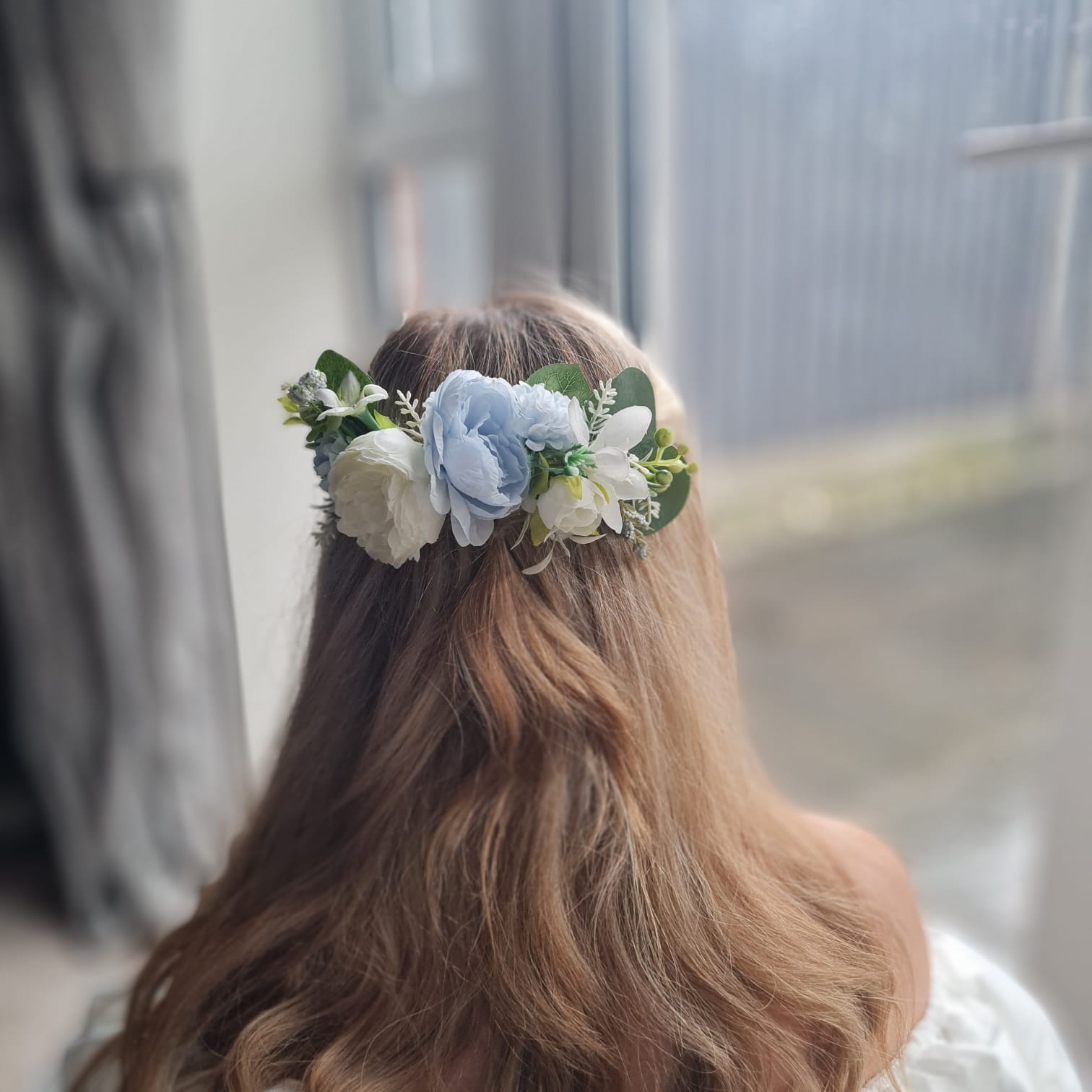 Peonies Blue French Hair Comb